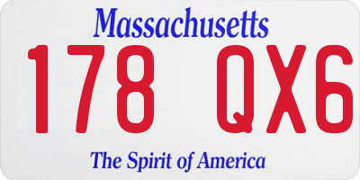 MA license plate 178QX6