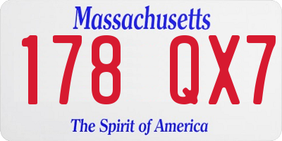 MA license plate 178QX7