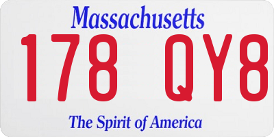 MA license plate 178QY8