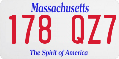 MA license plate 178QZ7