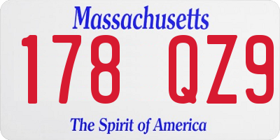 MA license plate 178QZ9
