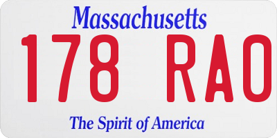 MA license plate 178RA0