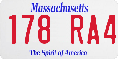 MA license plate 178RA4