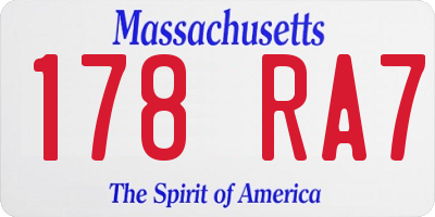MA license plate 178RA7