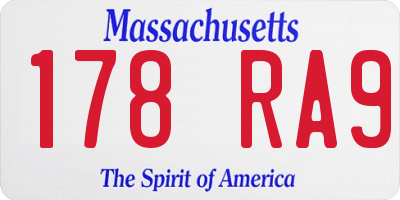 MA license plate 178RA9