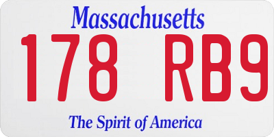MA license plate 178RB9