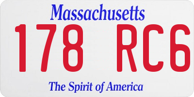 MA license plate 178RC6