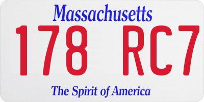 MA license plate 178RC7