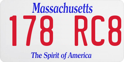 MA license plate 178RC8