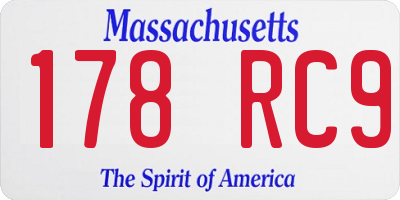 MA license plate 178RC9