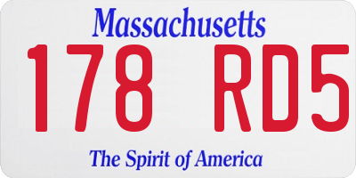 MA license plate 178RD5