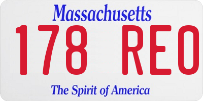 MA license plate 178RE0