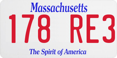 MA license plate 178RE3