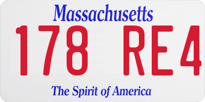 MA license plate 178RE4