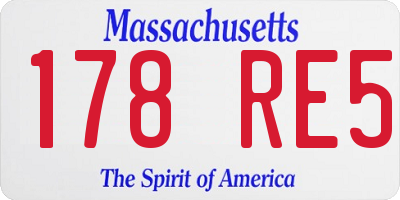MA license plate 178RE5