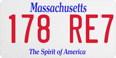 MA license plate 178RE7