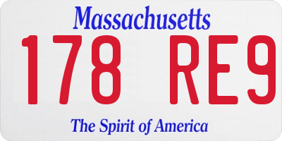 MA license plate 178RE9