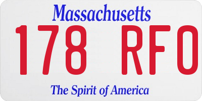 MA license plate 178RF0