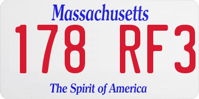 MA license plate 178RF3
