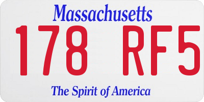 MA license plate 178RF5