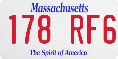 MA license plate 178RF6