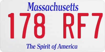 MA license plate 178RF7