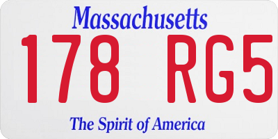 MA license plate 178RG5