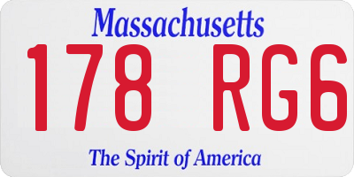 MA license plate 178RG6