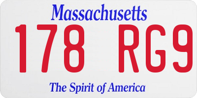 MA license plate 178RG9