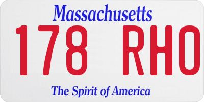 MA license plate 178RH0