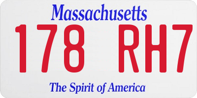 MA license plate 178RH7