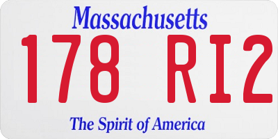 MA license plate 178RI2