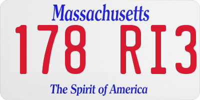 MA license plate 178RI3