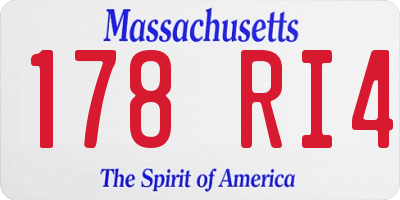 MA license plate 178RI4