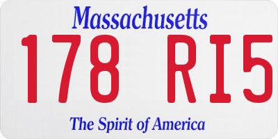 MA license plate 178RI5