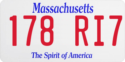 MA license plate 178RI7