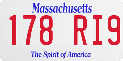 MA license plate 178RI9