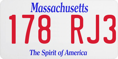 MA license plate 178RJ3