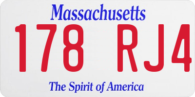 MA license plate 178RJ4