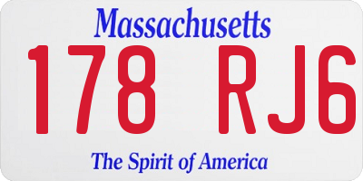 MA license plate 178RJ6