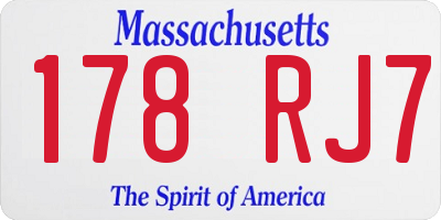 MA license plate 178RJ7