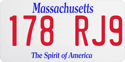 MA license plate 178RJ9