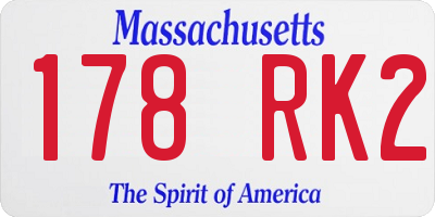 MA license plate 178RK2