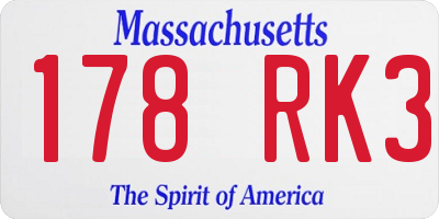 MA license plate 178RK3