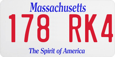 MA license plate 178RK4