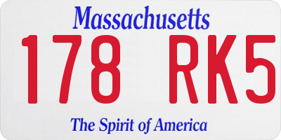 MA license plate 178RK5