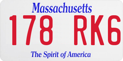 MA license plate 178RK6