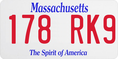 MA license plate 178RK9