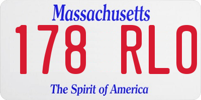 MA license plate 178RL0
