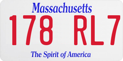 MA license plate 178RL7